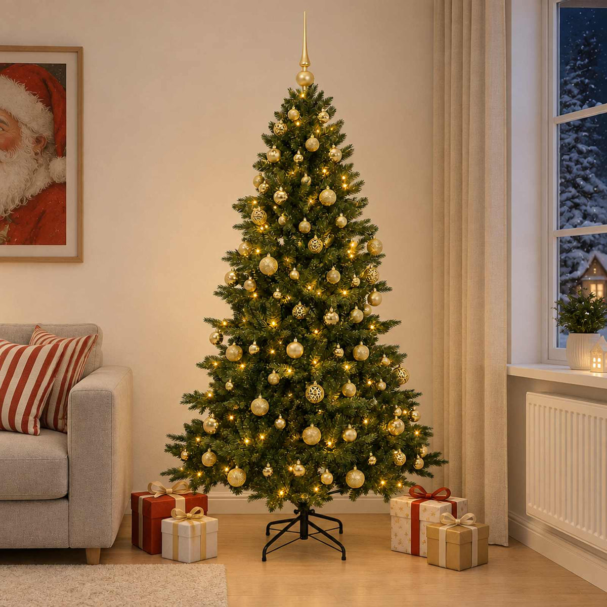 vidaXL Artificial Christmas Tree with Bauble 240 cm 300 LEDs 3