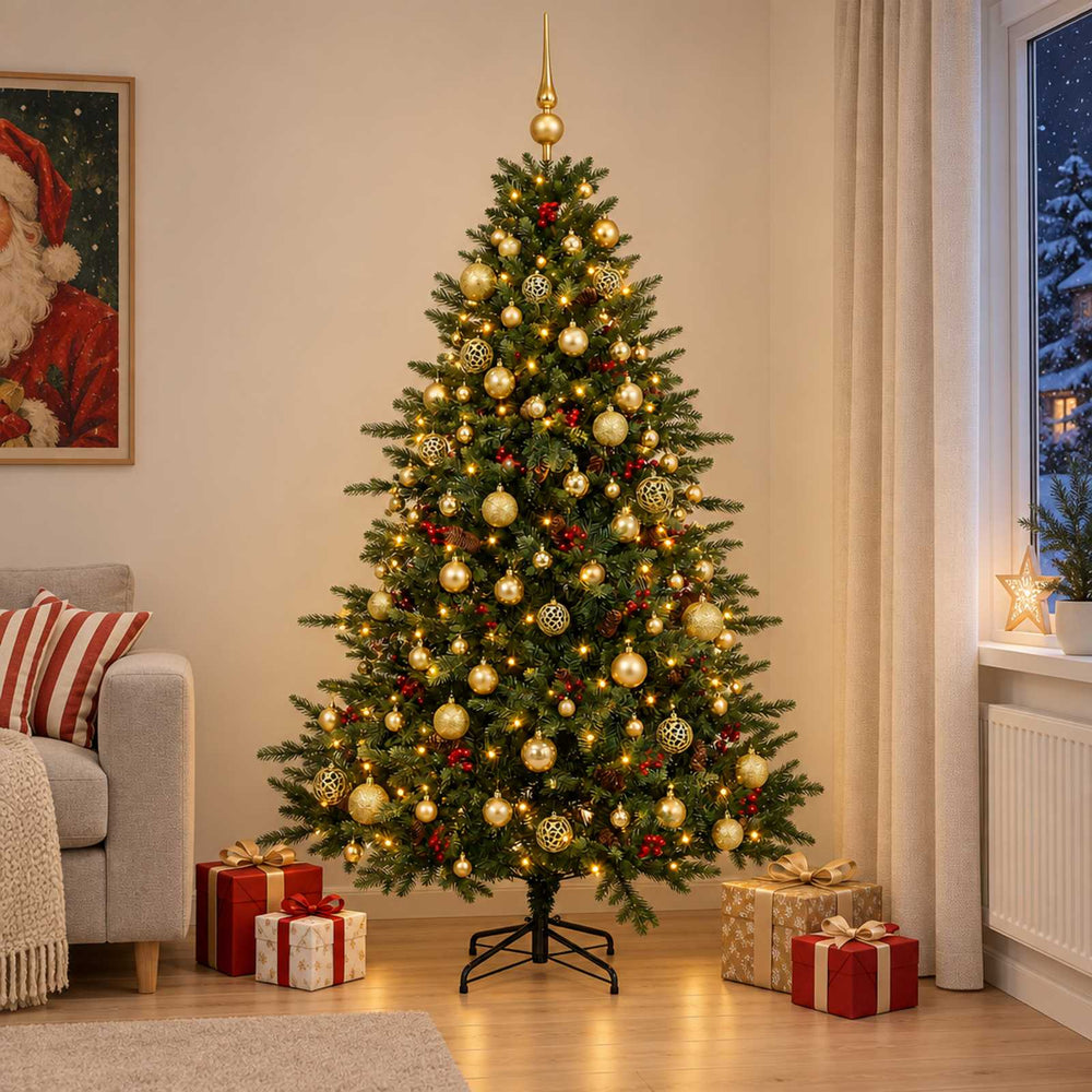 vidaXL Artificial Christmas Tree with Bauble 240 cm 300 LEDs
