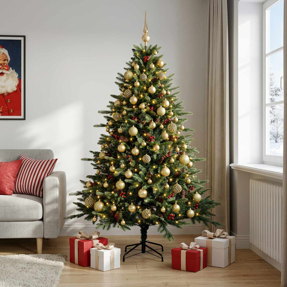 vidaXL Artificial Christmas Tree with Bauble 240 cm 300 LEDs 3