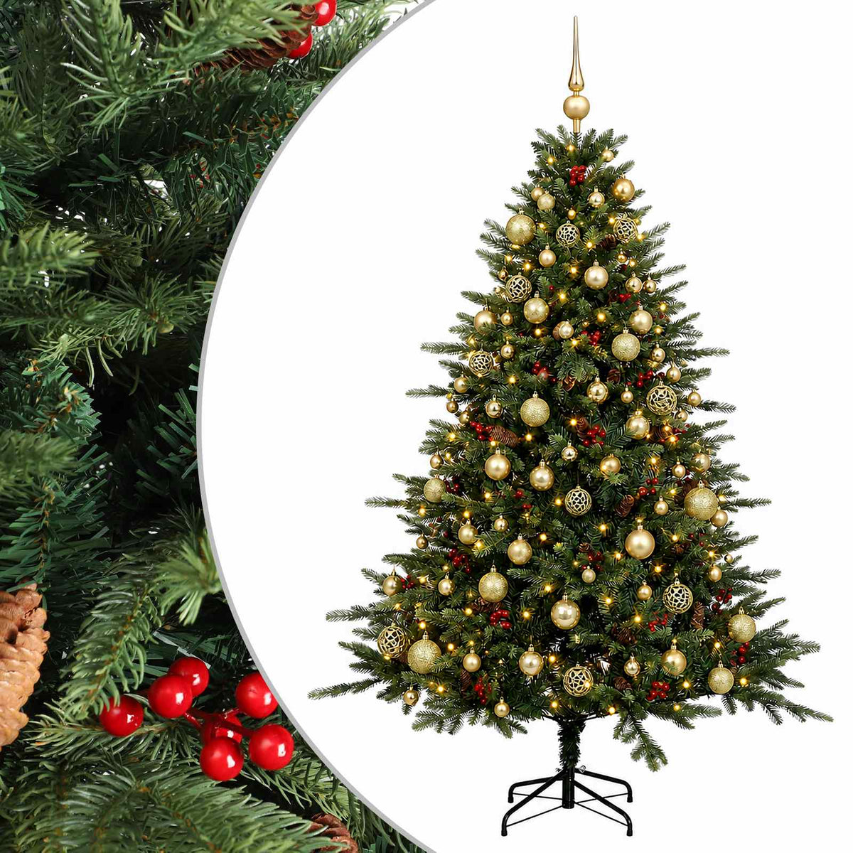 vidaXL Artificial Christmas Tree with Bauble 240 cm 300 LEDs 2