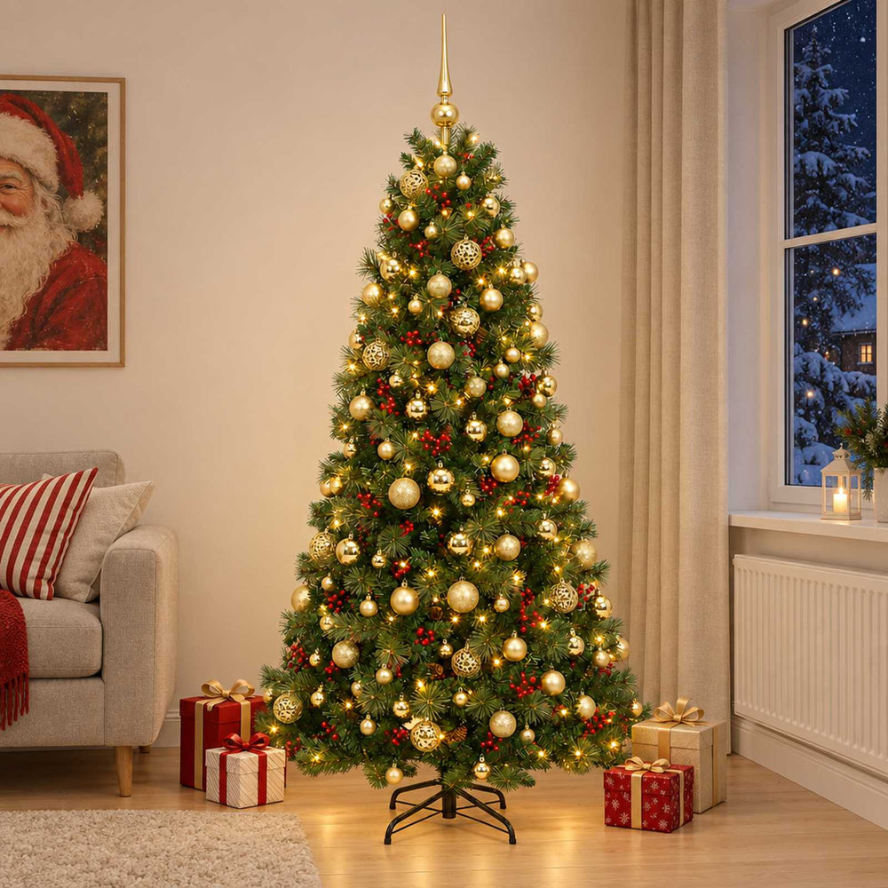 vidaXL Artificial Christmas Tree with Bauble 180 cm 300 LEDs