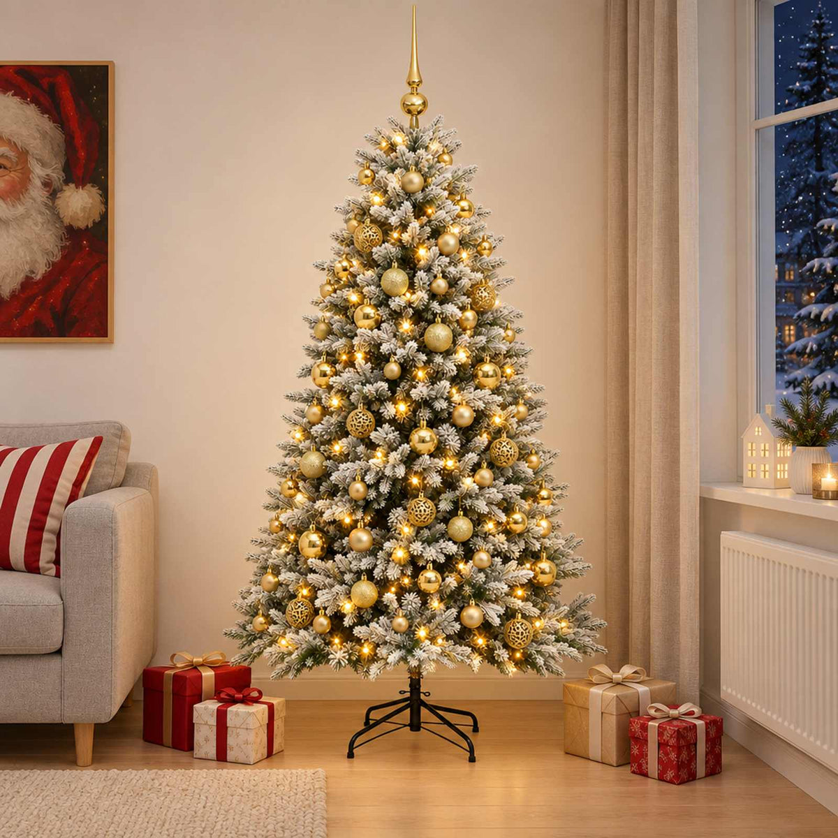vidaXL Artificial Christmas Tree with Bauble 240 cm 300 LEDs 1
