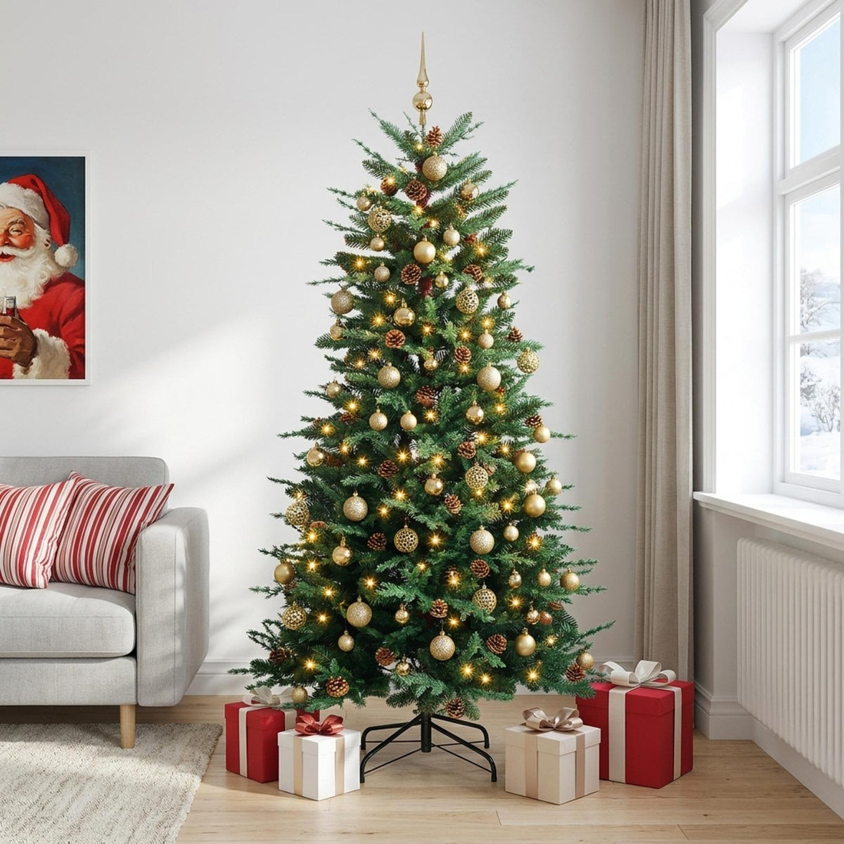 vidaXL Artificial Christmas Tree with Bauble 240 cm 300 LEDs 1