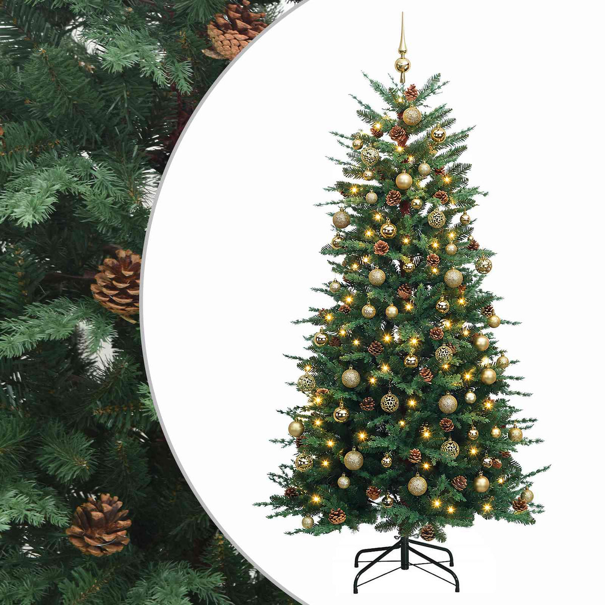 vidaXL Artificial Christmas Tree with Bauble 240 cm 300 LEDs 2