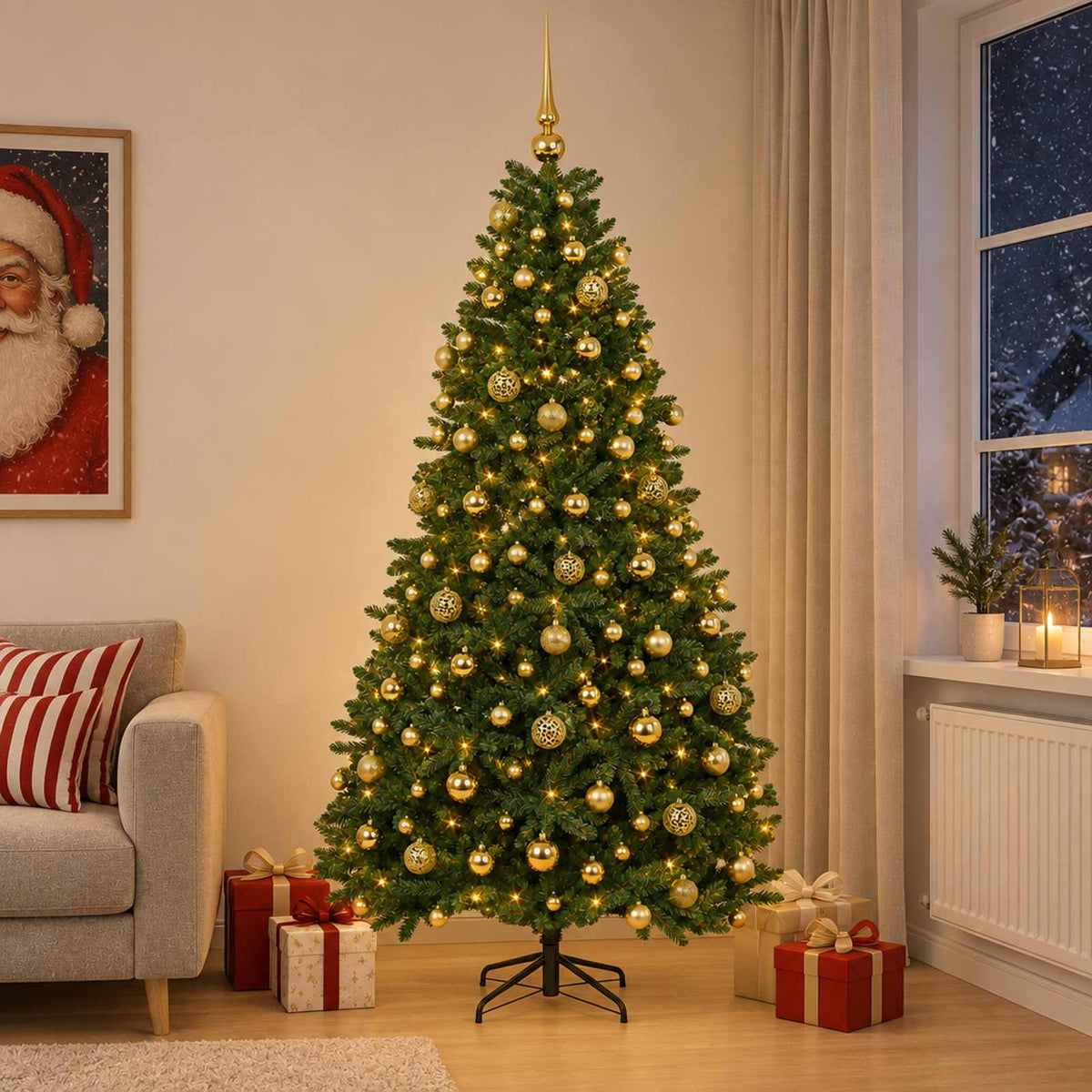 Artificial Christmas Tree Mid-green Bauble LEDs