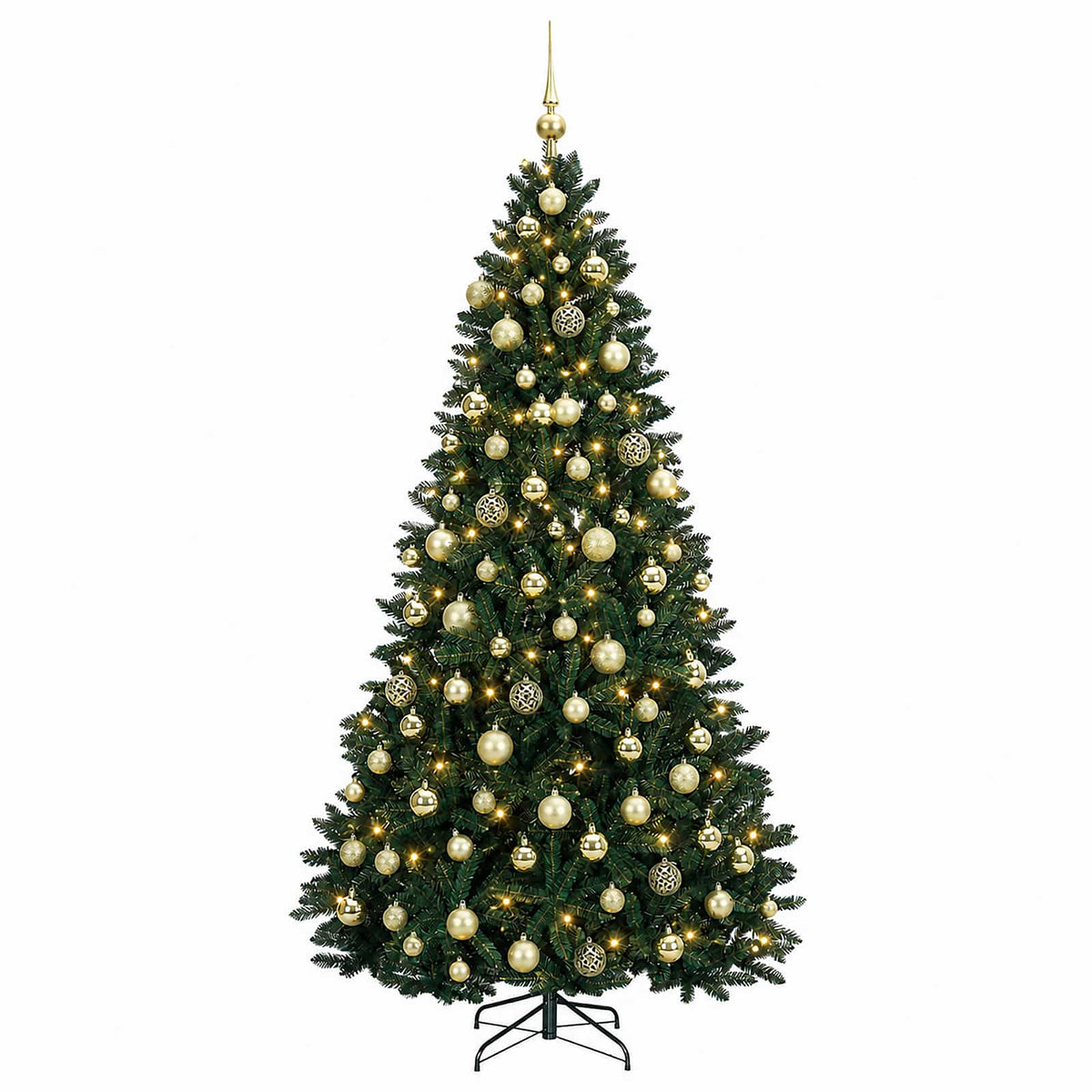 vidaXL Artificial Christmas Tree Dark Green with Bauble 210 cm 4