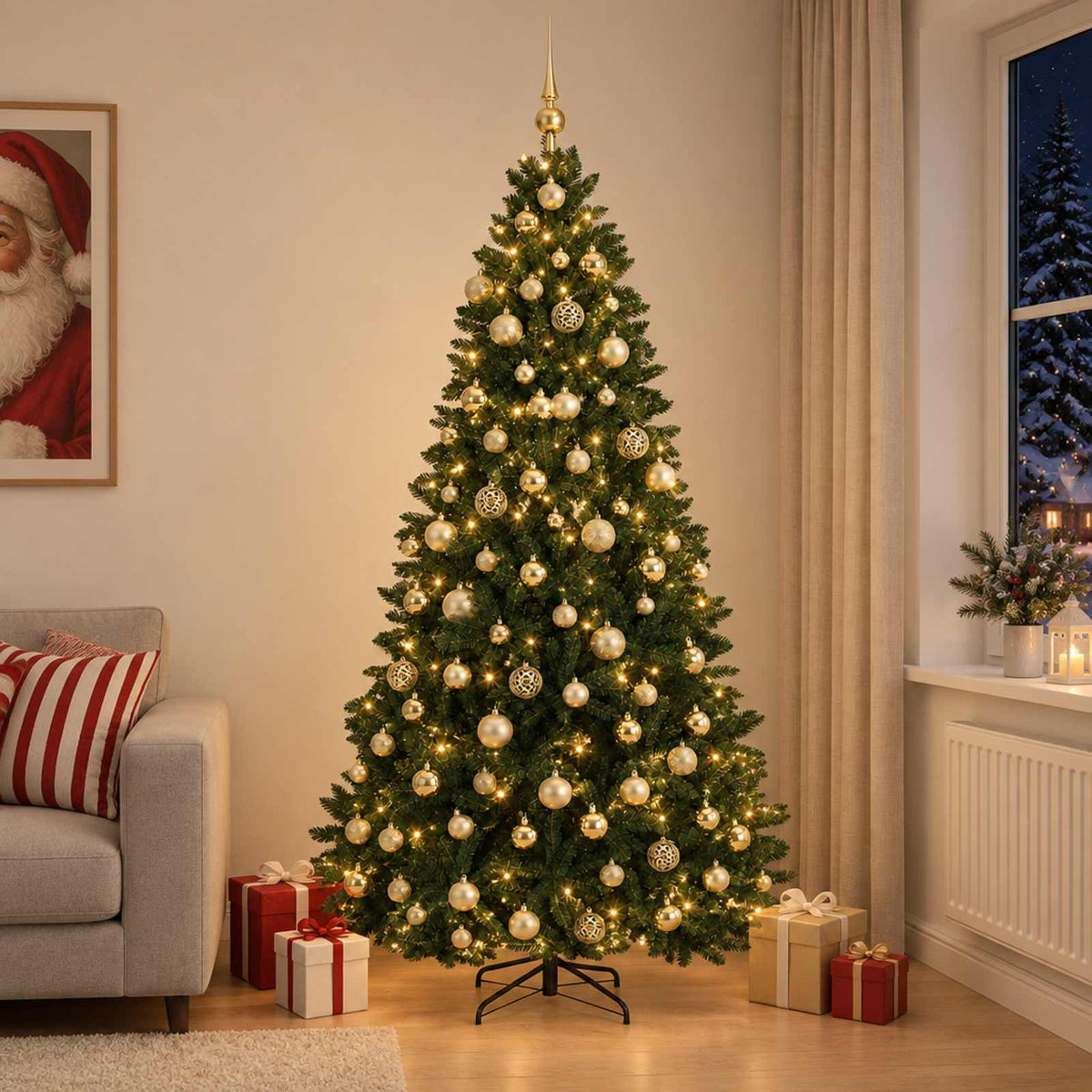 vidaXL Artificial Christmas Tree Dark Green with Bauble 240 cm 1