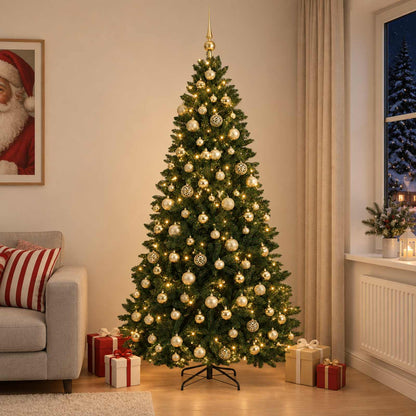 vidaXL Artificial Christmas Tree Dark Green with Bauble 210 cm 1