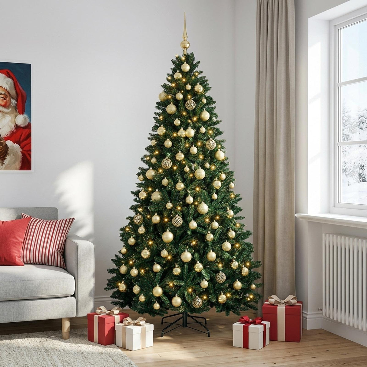 vidaXL Artificial Christmas Tree Dark Green with Bauble 240 cm 3