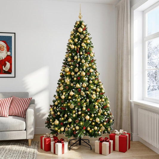 vidaXL Artificial Christmas Tree Green with Bauble 240 cm 300 LEDs 1