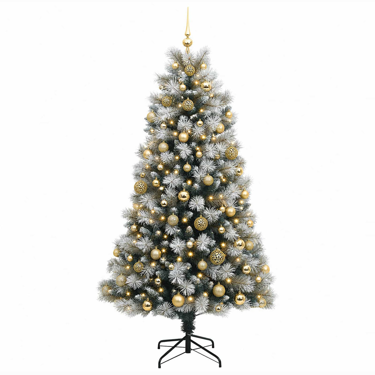 vidaXL Artificial Hinged Christmas Tree with Baubles 180 cm 300 LEDs 4