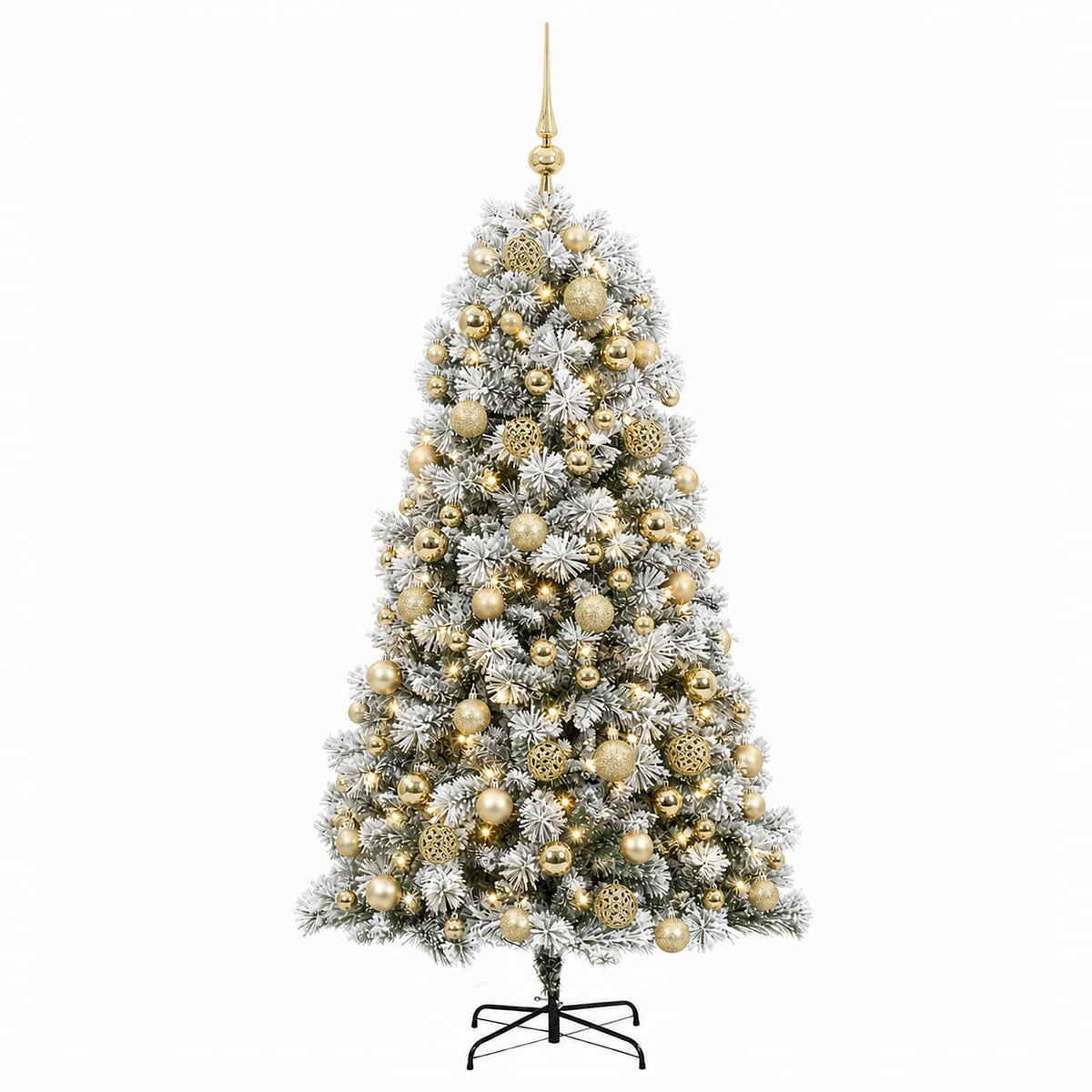 vidaXL Artificial Hinged Christmas Tree with Baubles 240 cm 300 LEDs 4