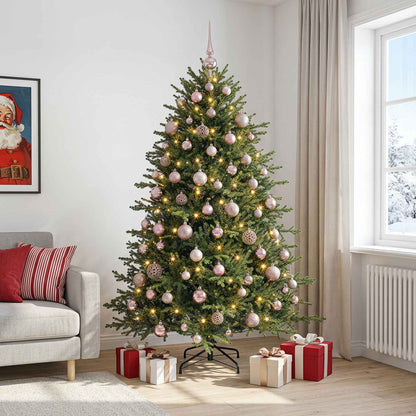 Artificial Christmas Tree with Bauble 300 LEDs 240 cm with LEDs & pink balls