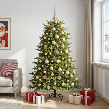 Artificial Christmas Tree with Bauble 300 LEDs 240 cm with LEDs & pink balls
