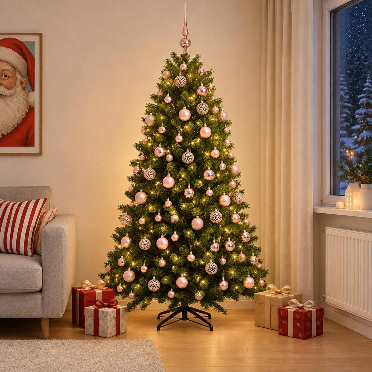 vidaXL Artificial Christmas Tree with Bauble 210 cm 300 LEDs 3