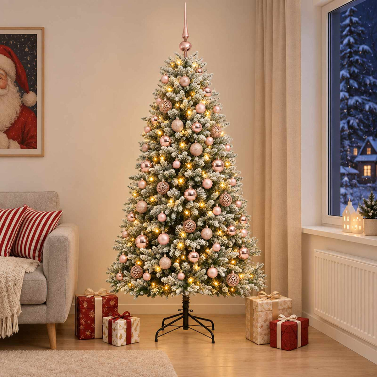 vidaXL Artificial Christmas Tree with Bauble 180 cm 300 LEDs 3