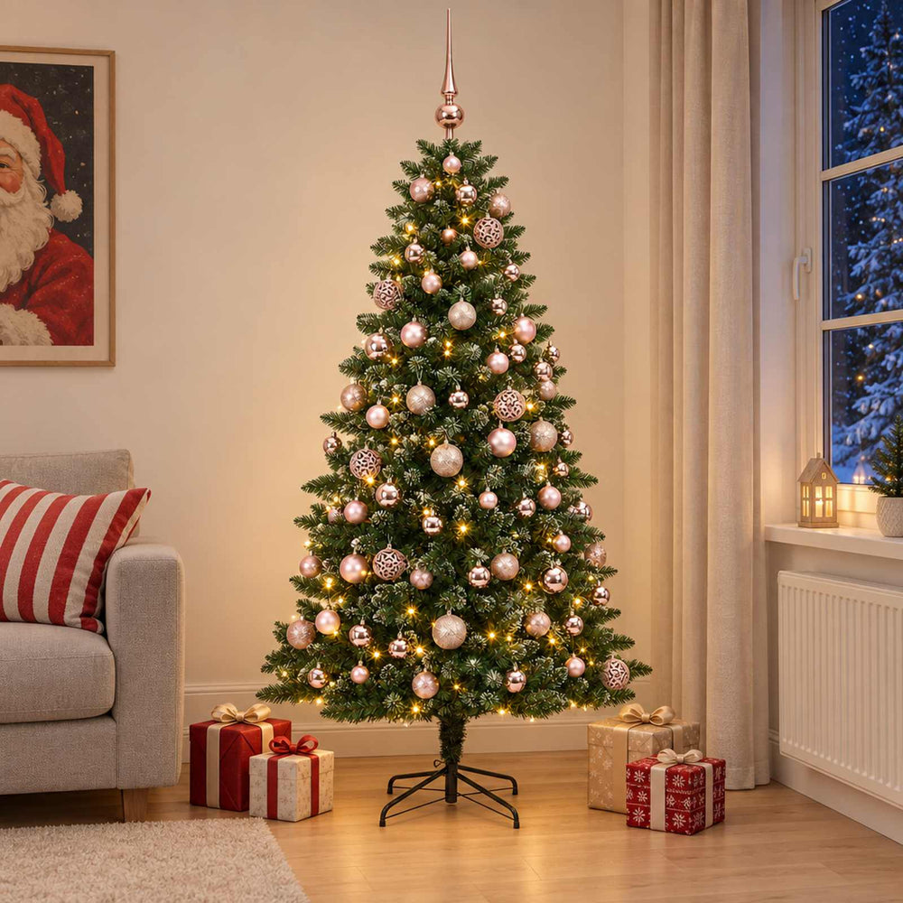 vidaXL Artificial Christmas Tree with Bauble 210 cm 300 LEDs