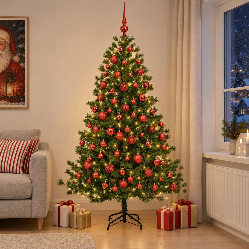 vidaXL Artificial Christmas Tree with Bauble 210 cm 300 LEDs