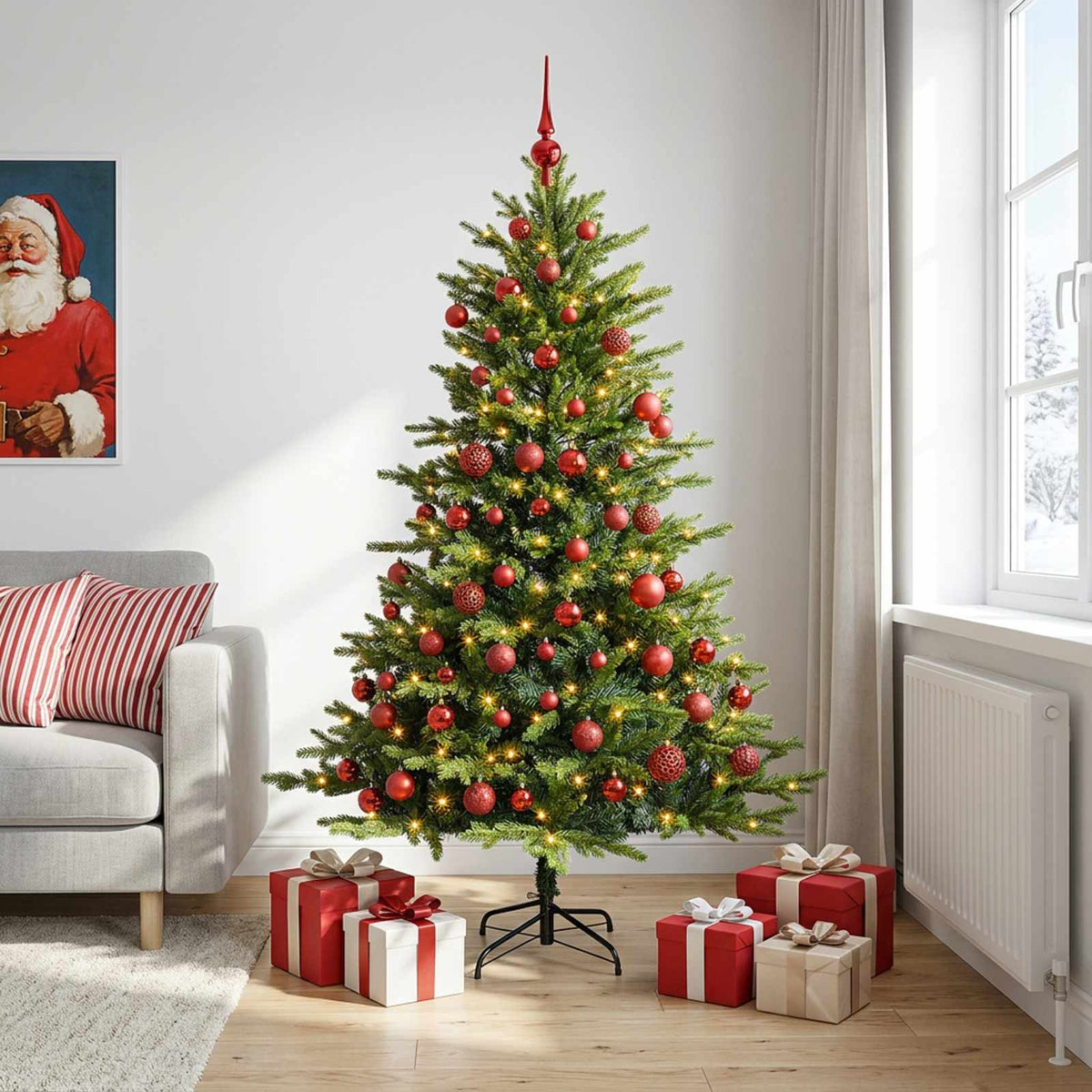 vidaXL Artificial Christmas Tree with Bauble 240 cm 300 LEDs 1