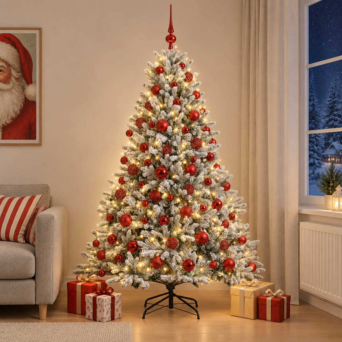 vidaXL Artificial Christmas Tree with Bauble 240 cm 300 LEDs 3