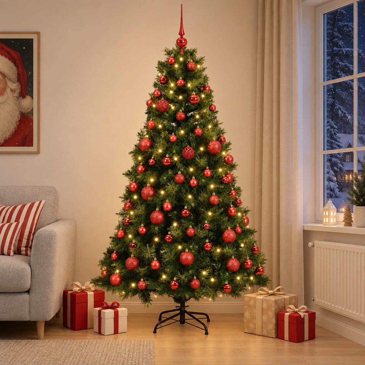 vidaXL Artificial Christmas Tree with Bauble 240 cm 300 LEDs 1