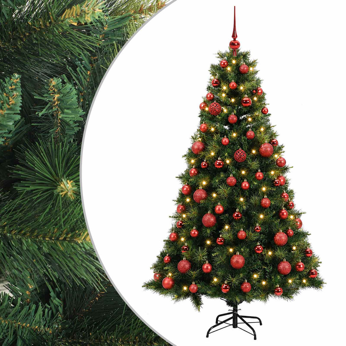 vidaXL Artificial Christmas Tree with Bauble 180 cm 300 LEDs 2