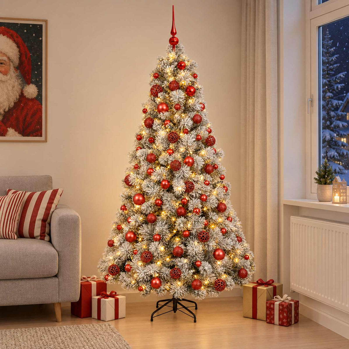 vidaXL Artificial Christmas Tree with Bauble 240 cm 300 LEDs 1