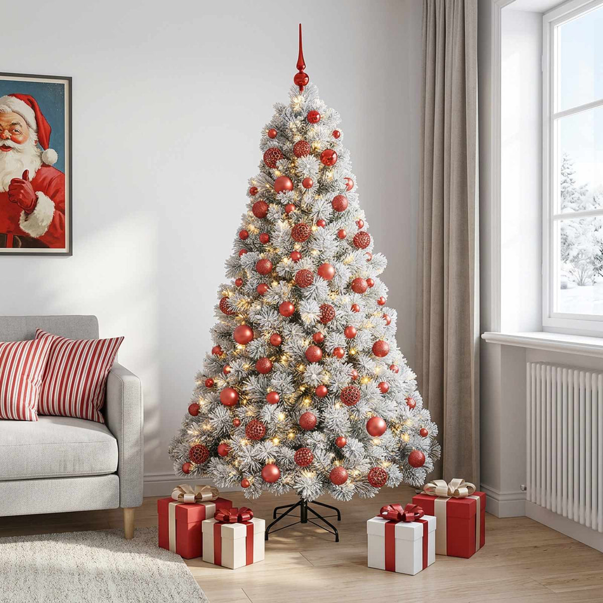 vidaXL Artificial Christmas Tree with Bauble 180 cm 300 LEDs 3