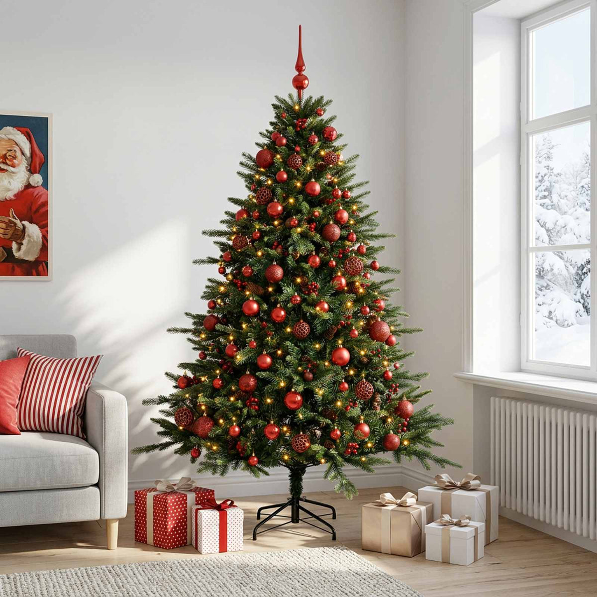 vidaXL Artificial Christmas Tree with Bauble 180 cm 300 LEDs 1