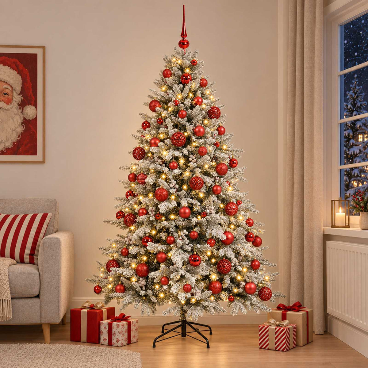 vidaXL Artificial Christmas Tree with Bauble 210 cm 300 LEDs 1