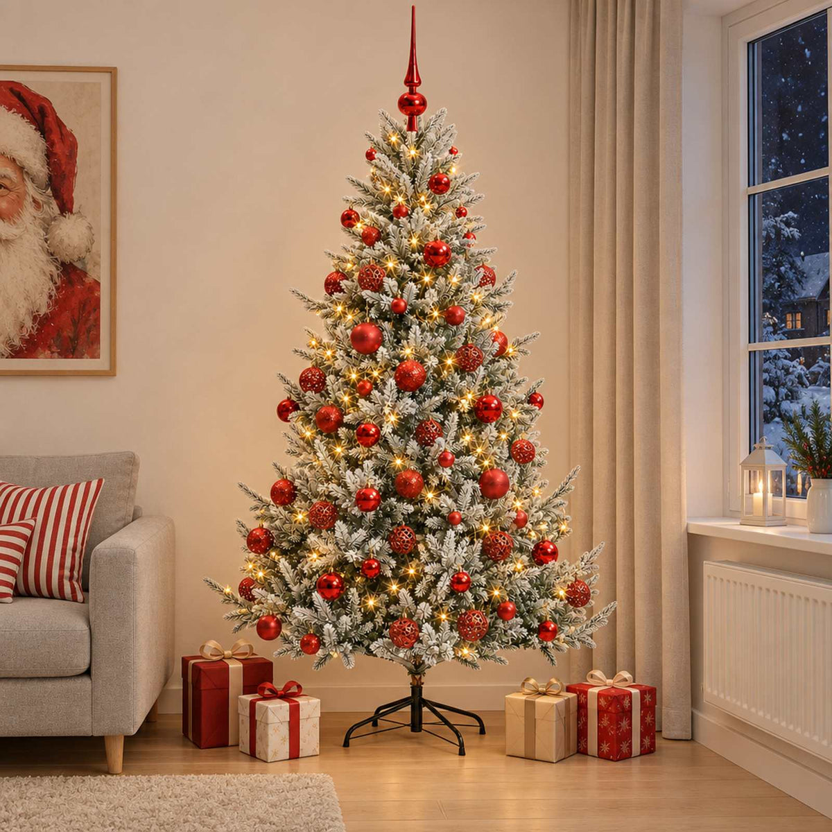 vidaXL Artificial Christmas Tree with Bauble 210 cm 300 LEDs 3