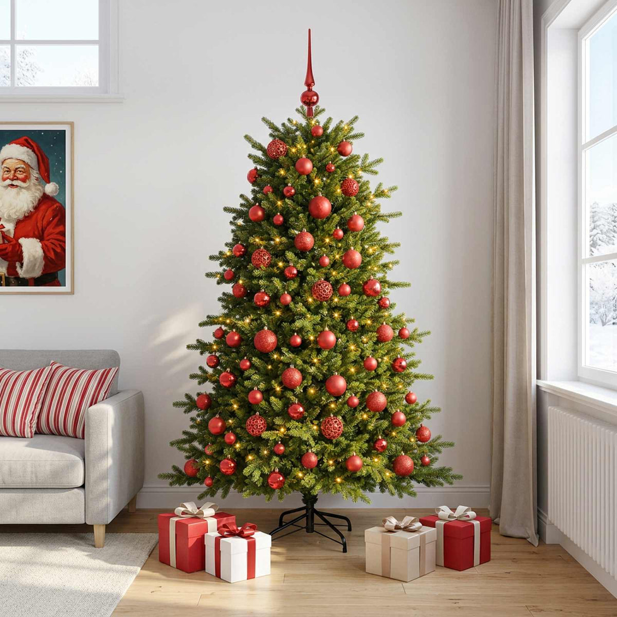 vidaXL Artificial Christmas Tree with Bauble 180 cm 300 LEDs 3