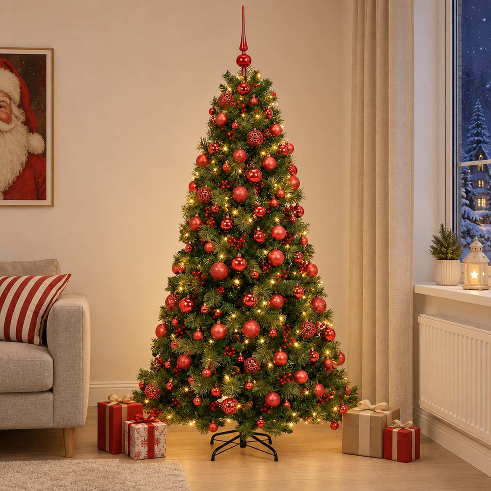 vidaXL Artificial Christmas Tree with Bauble 180 cm 300 LEDs
