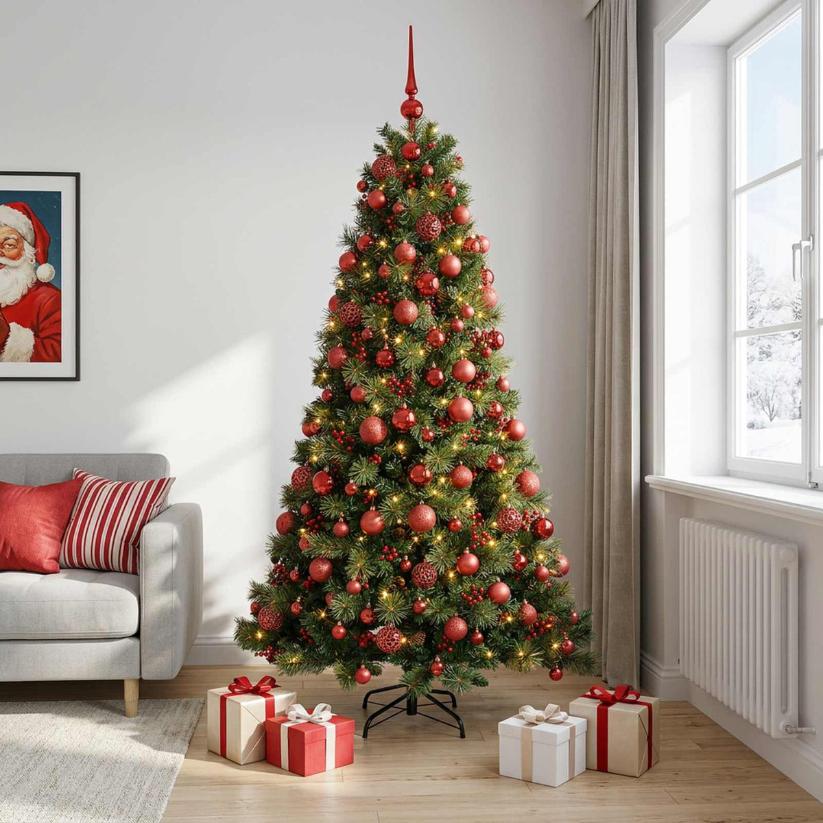 vidaXL Artificial Christmas Tree with Bauble 180 cm 300 LEDs 3