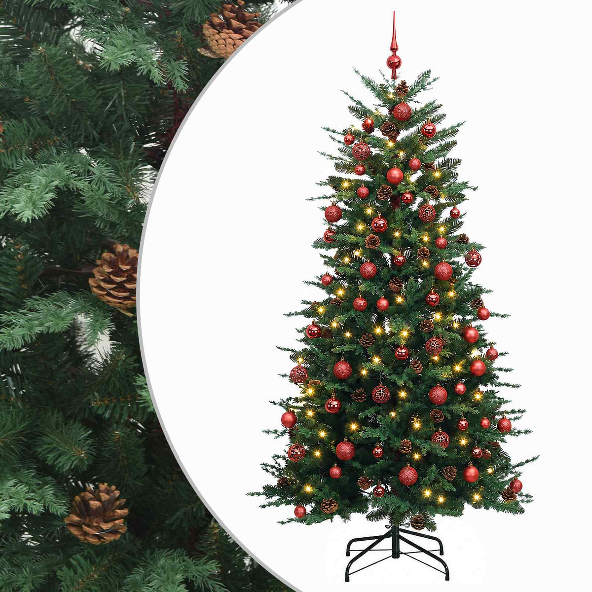 vidaXL Artificial Hinged Christmas Tree 240 cm 300 LEDs Warm White 2