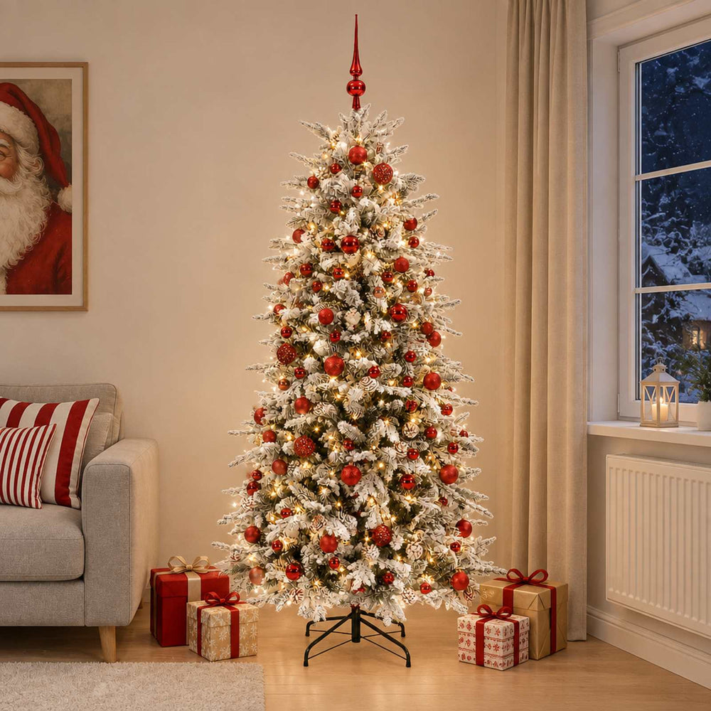 vidaXL Artificial Hinged Christmas Tree 240 cm 300 LEDs Warm White