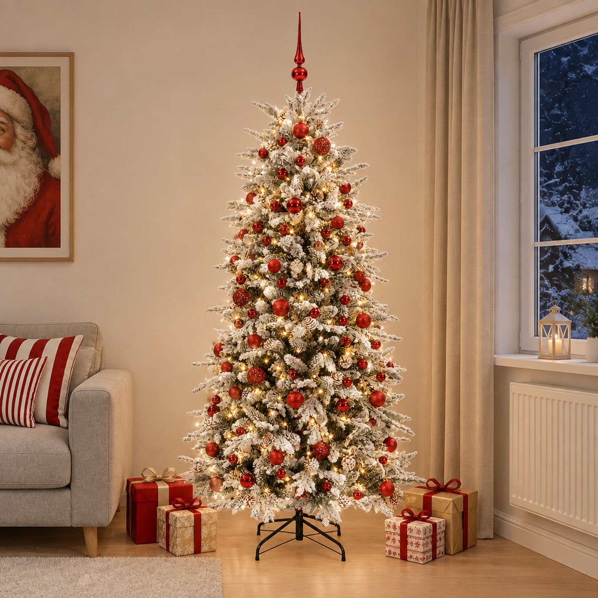 vidaXL Artificial Hinged Christmas Tree 240 cm 300 LEDs Warm White 1