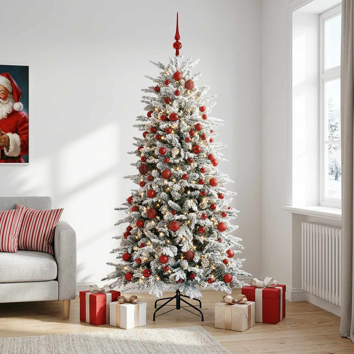 vidaXL Artificial Hinged Christmas Tree 240 cm 300 LEDs Warm White 3