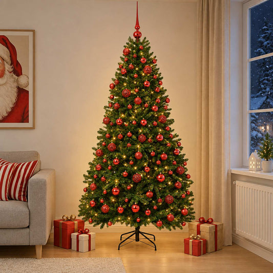 vidaXL Artificial Christmas Tree Mid-green with Bauble 210 cm 300 LEDs 1