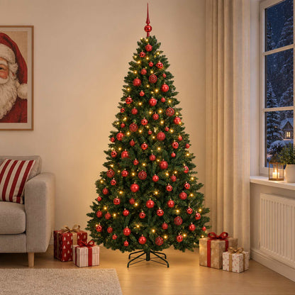 vidaXL Artificial Christmas Tree Dark Green with Bauble 210 cm 3