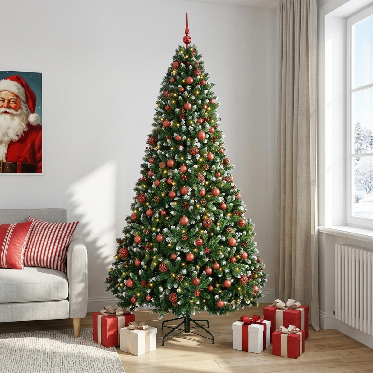 vidaXL Artificial Christmas Tree Green with Bauble 210 cm 300 LEDs 1
