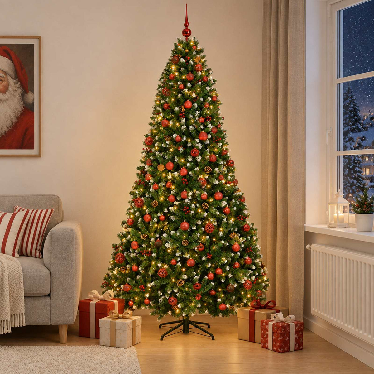 vidaXL Artificial Christmas Tree Green with Bauble 210 cm 300 LEDs 3
