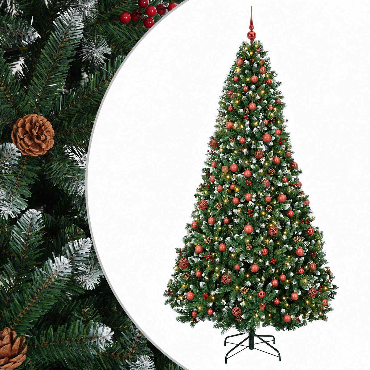 Artificial Christmas Tree Green Bauble LEDs