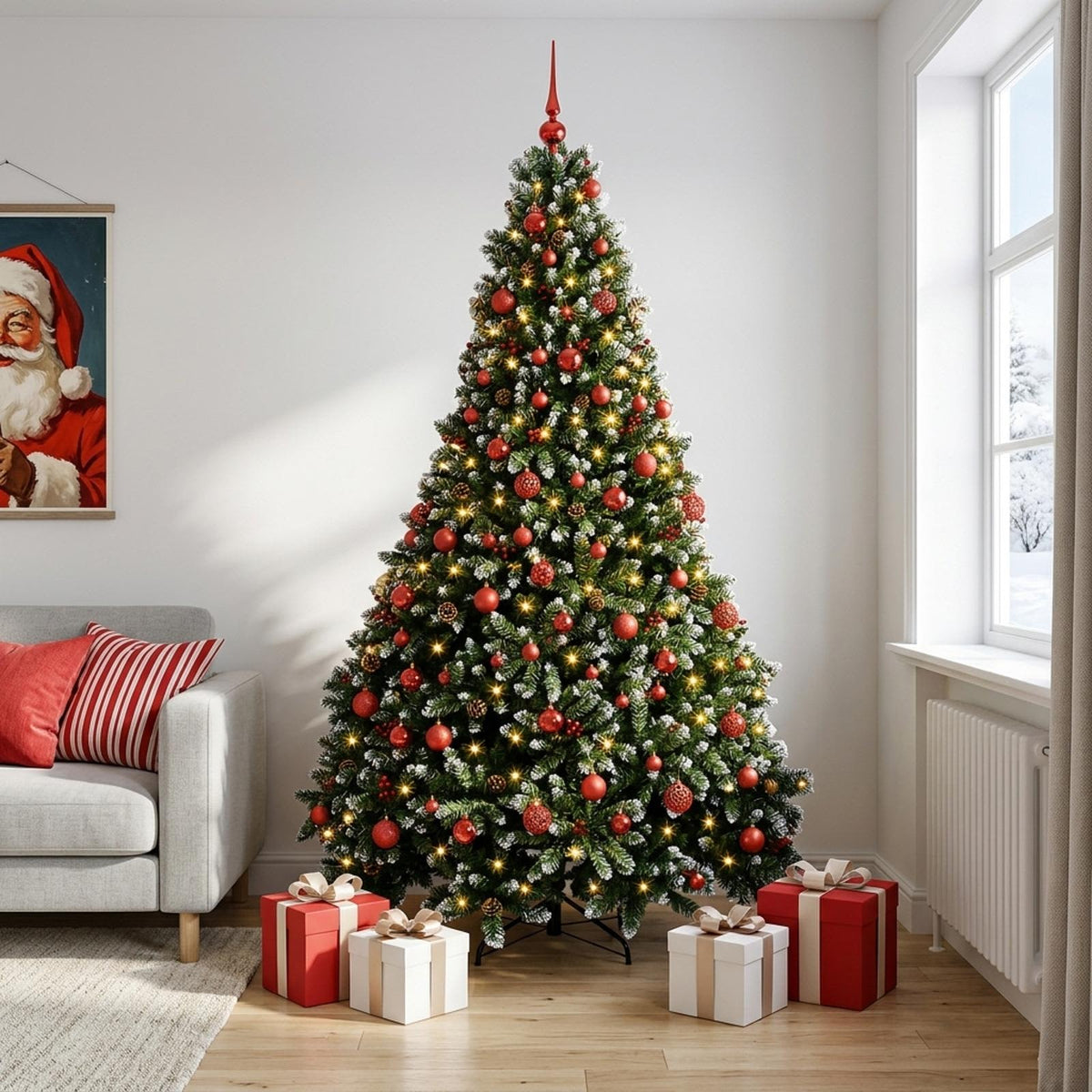 vidaXL Artificial Christmas Tree Green with Bauble 210 cm 300 LEDs 1