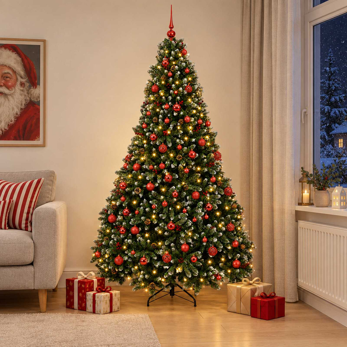 vidaXL Artificial Christmas Tree Green with Bauble 210 cm 300 LEDs 3