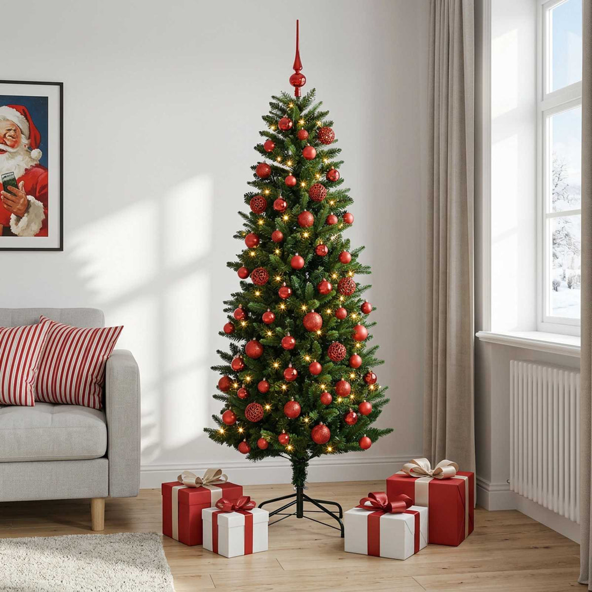 vidaXL Artificial Christmas Tree with Bauble 240 cm 300 LEDs 3