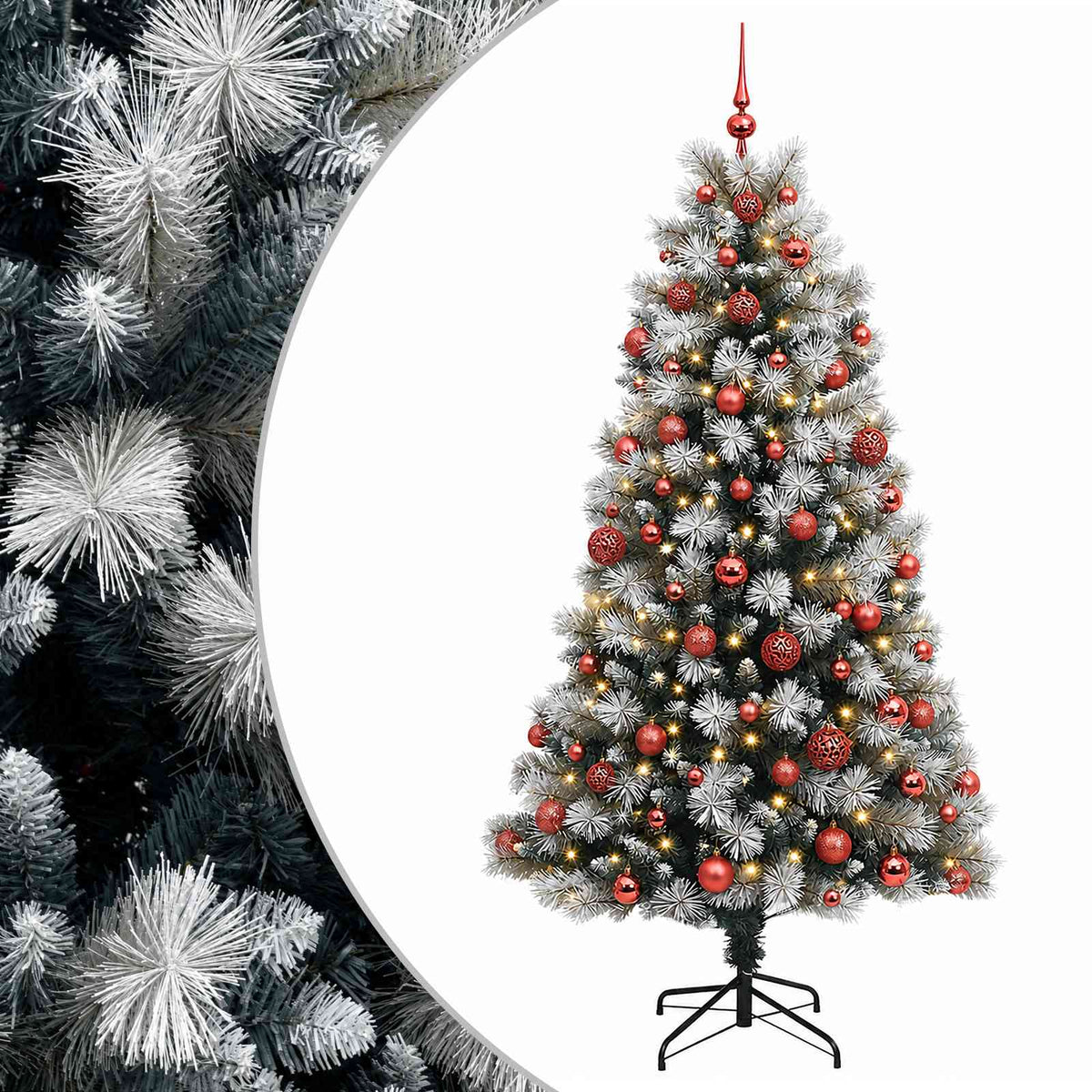 vidaXL Artificial Hinged Christmas Tree with Baubles 180 cm 300 LEDs 2