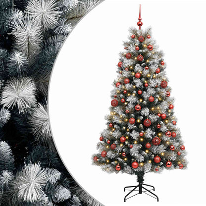 vidaXL Artificial Hinged Christmas Tree with Baubles 180 cm 300 LEDs 2