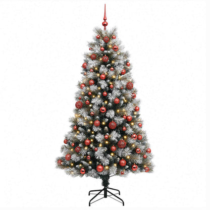 vidaXL Artificial Hinged Christmas Tree with Baubles 210 cm 300 LEDs 4