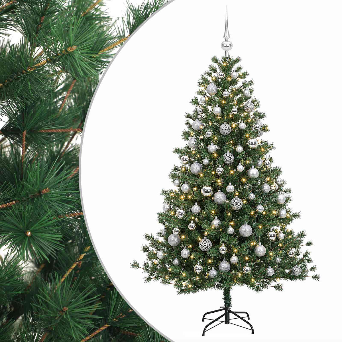 vidaXL Artificial Christmas Tree with Bauble 240 cm 300 LEDs 2